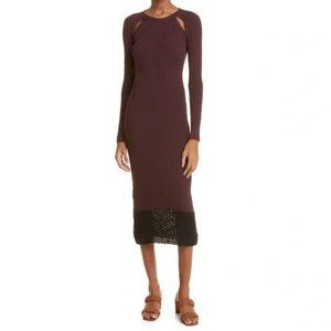 Staud Mulholland Cutout Detail Ribbed Midi Dress